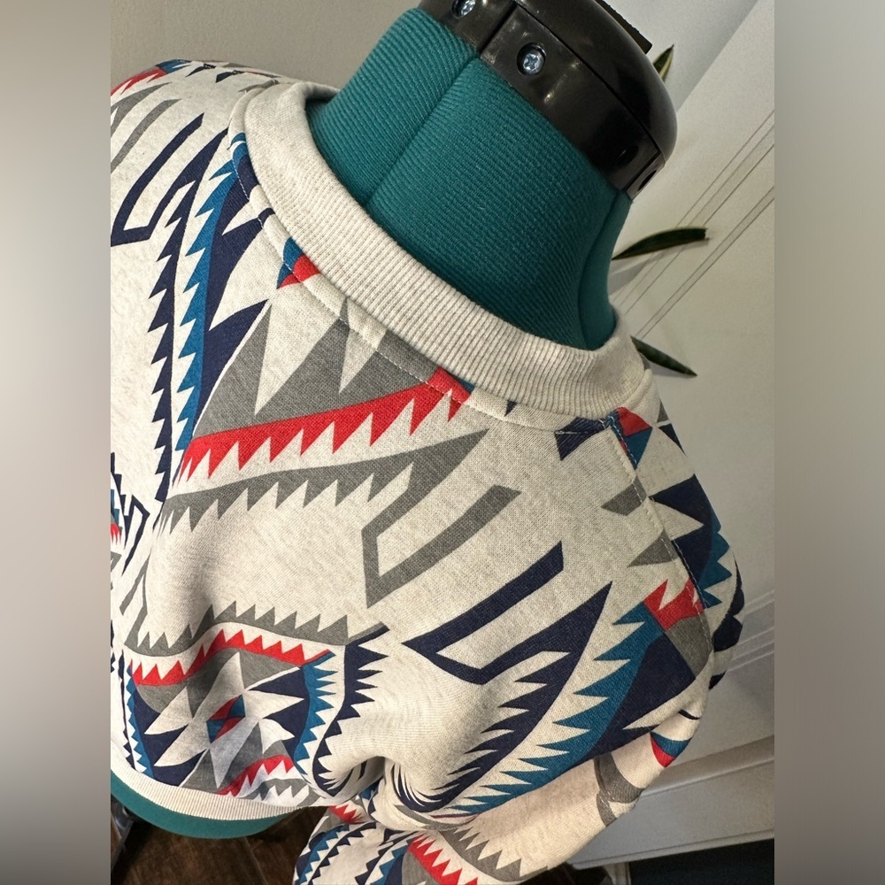 Ariat Geometric Pattern Sweatshirt - Red, Blue, Cream - Picture 9 of 15